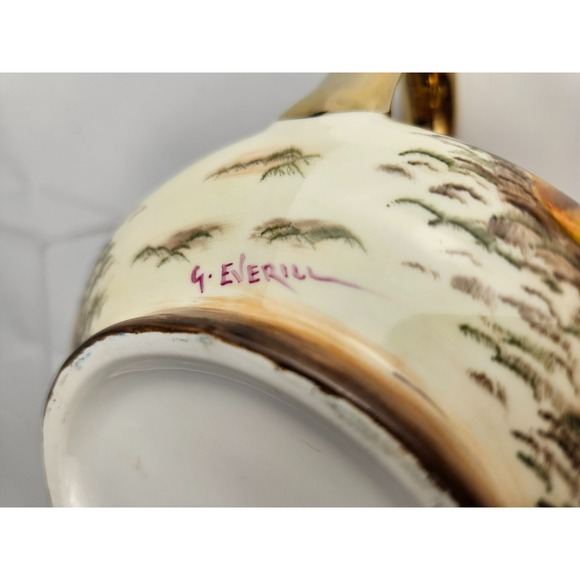 Royal Winton Evesham Teapot Bone China England Gold Trim Signed - Picture 9 of 12